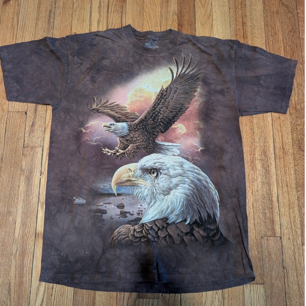 The Mountain Eagle Graphic T-Shirt Brown Tie Dye XL Bald Eagle Nature Tee